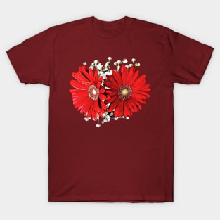 Daisies - Red Gerbera Daisies and Stephanotis T-Shirt